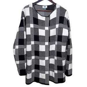 OLD Navy Black & White  Medium Weight Open Front Sweater Size L